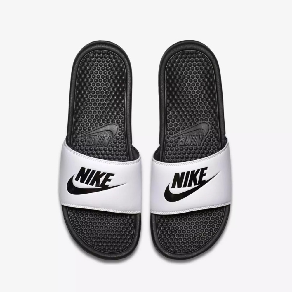 Nike Benassi JDI White and Black Slides Men’s Size 10 Slippers/Sandals with Box